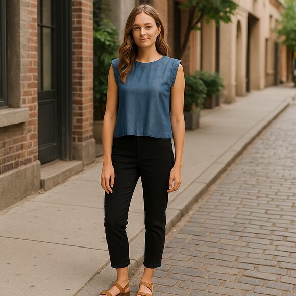 Sleeveless Denim Top Chambray - Picture 1 of 8